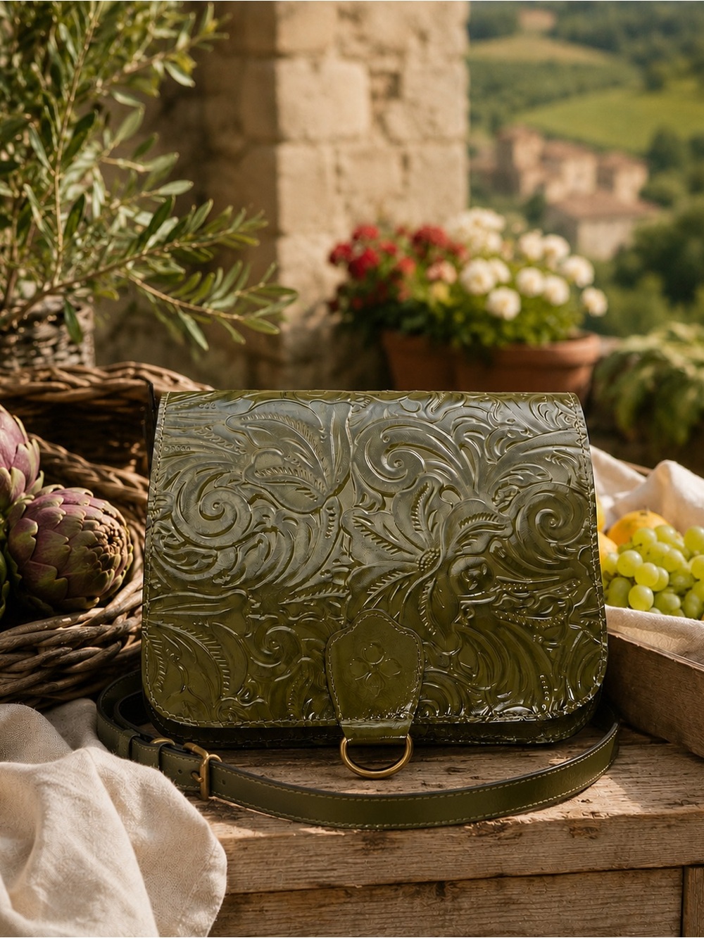 Patricia Nash Ilina Tooled Leather Bag | Equestrian Elegance Artisanal Luxe - Picture 4 of 16